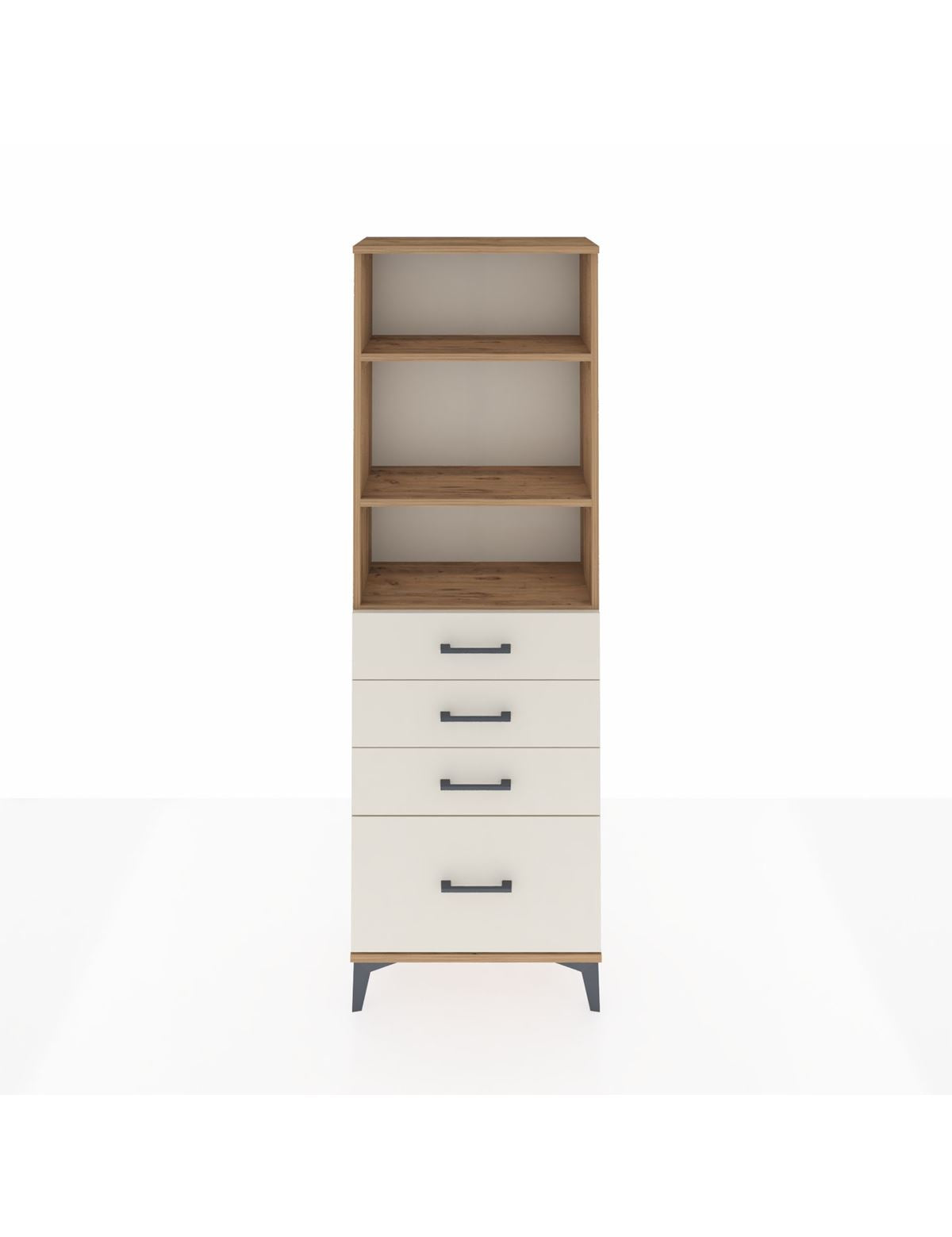 Arges Dolap 3 Raflı 4 Çekmeceli 60x30x182 Çam-Aytaşı