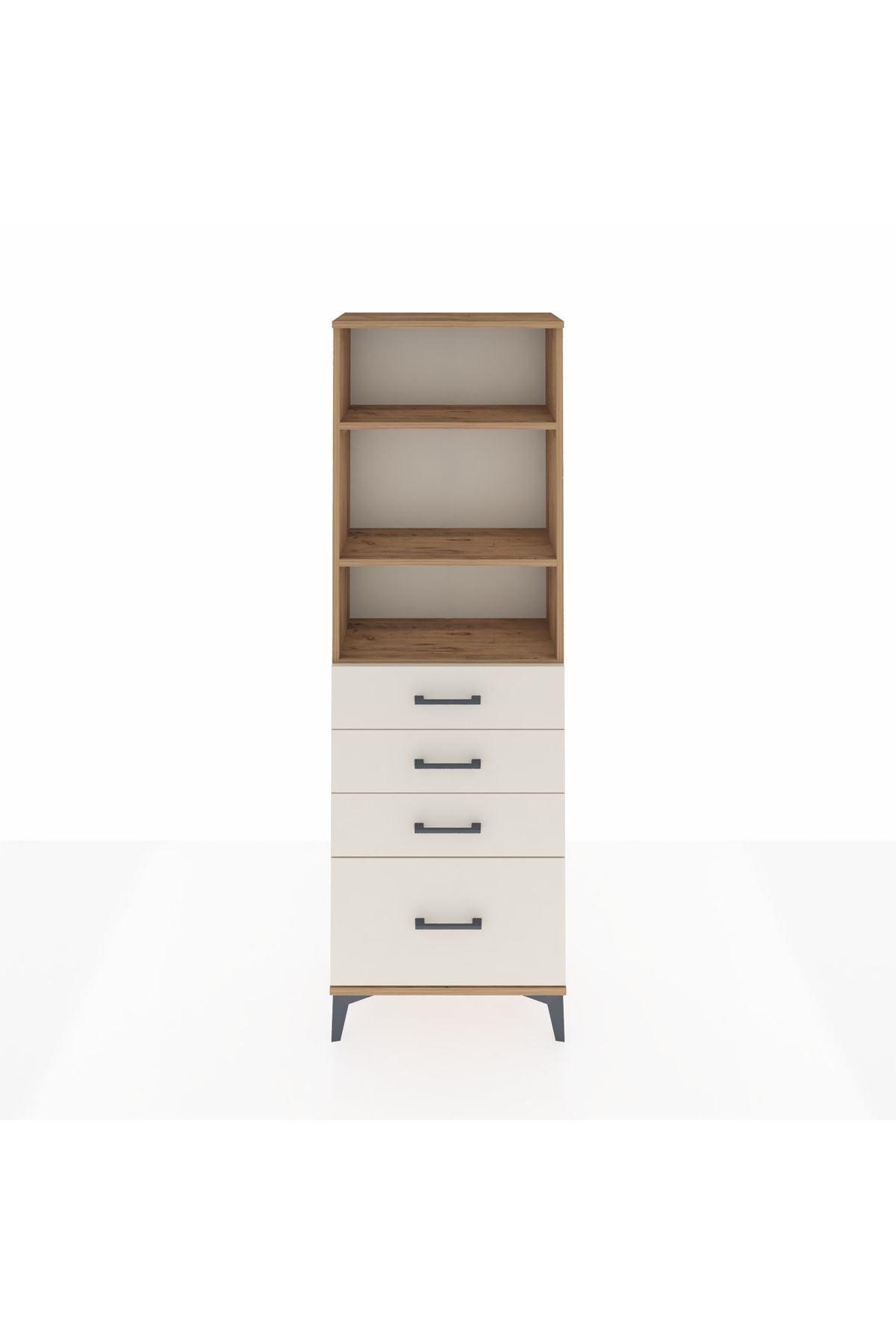 Arges Dolap 3 Raflı 4 Çekmeceli 60x30x182 Çam-Aytaşı