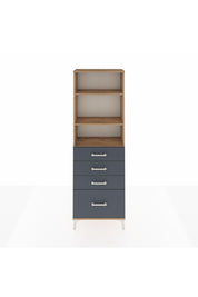 Arges Dolap 3 Raflı 4 Çekmeceli 60x30x182 Çam-Antrasit
