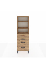 Arges Dolap 3 Raflı 4 Çekmeceli 60x30x182 Çam-Çam