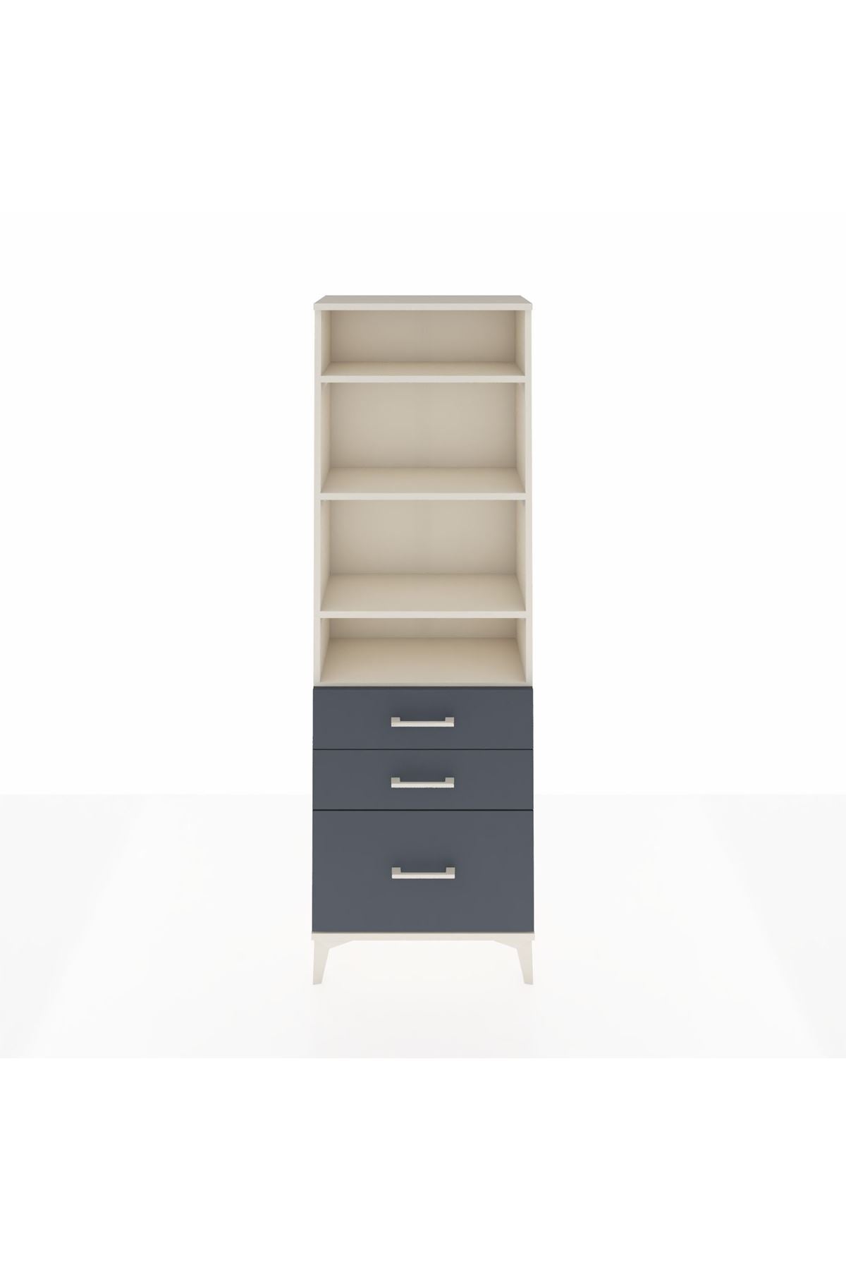 Arges Dolap 4 Raflı 3 Çekmeceli 60x30x182 Aytaşı-Antrasit