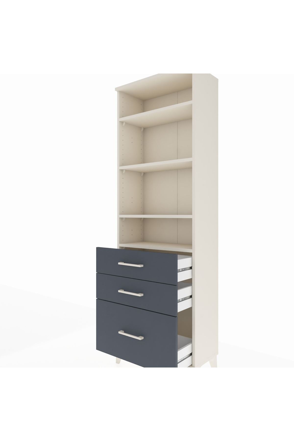 Arges Dolap 4 Raflı 3 Çekmeceli 60x30x182 Aytaşı-Antrasit