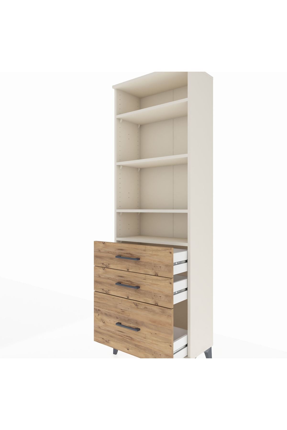 Arges Dolap 4 Raflı 3 Çekmeceli 60x30x182 Aytaşı-Çam