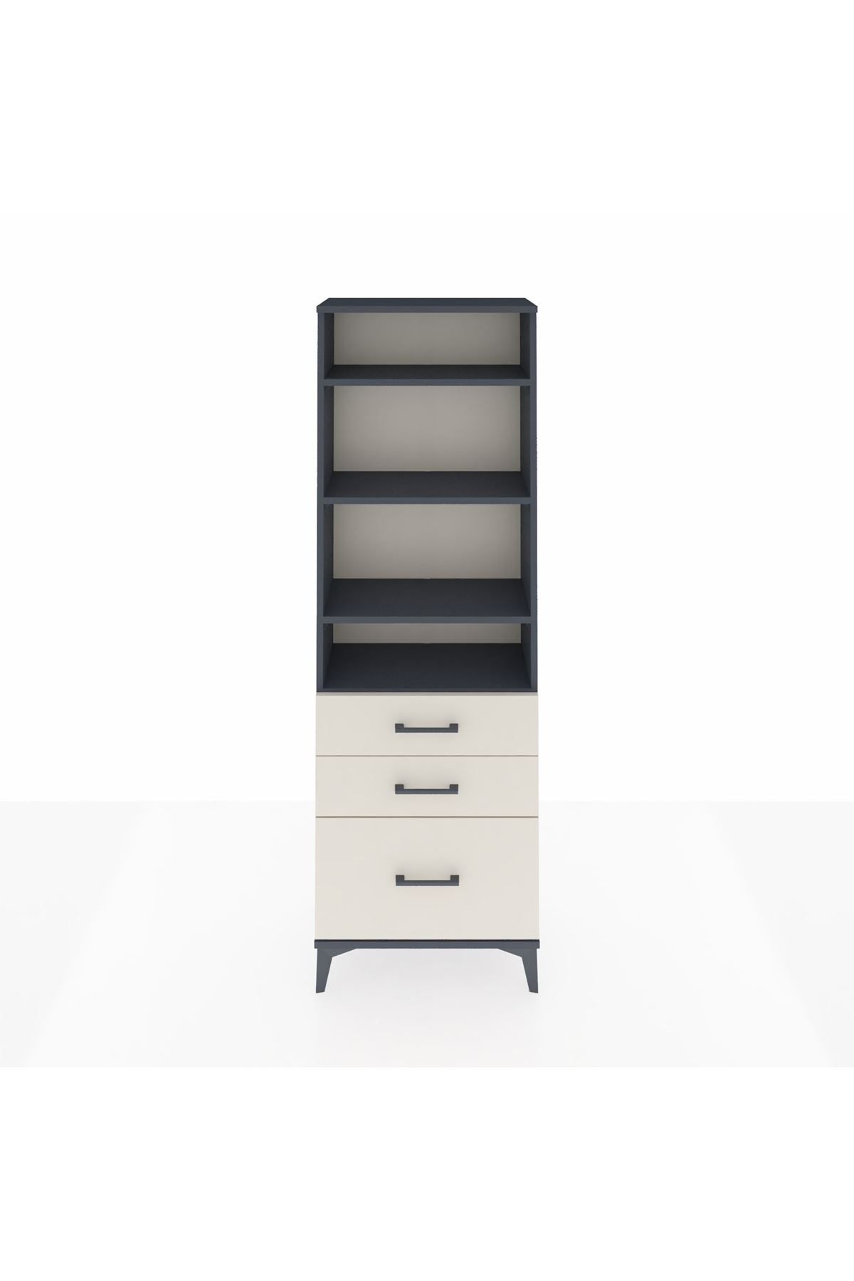 Arges Dolap 4 Raflı 3 Çekmeceli 60x30x182 Antrasit-Aytaşı