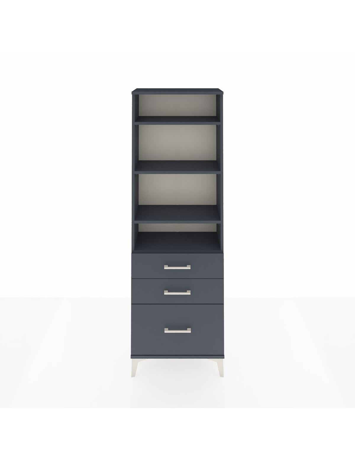 Arges Dolap 4 Raflı 3 Çekmeceli 60x30x182 Antrasit-Antrasit