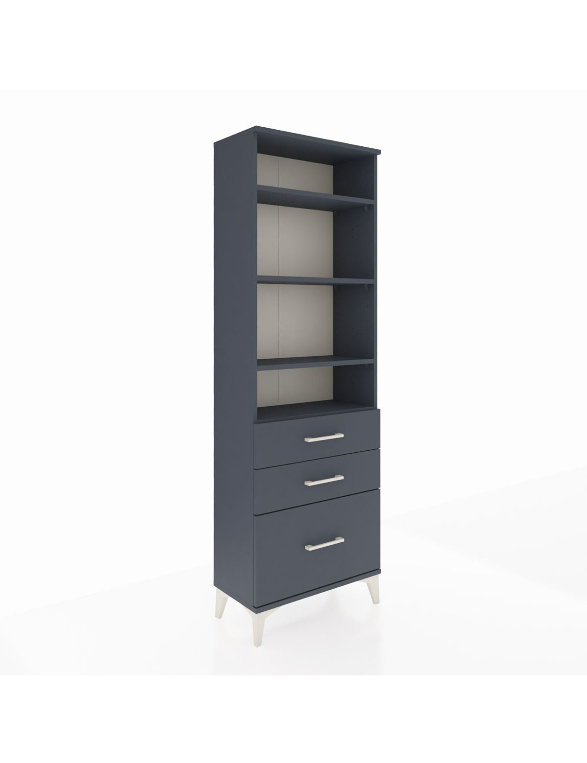 Arges Dolap 4 Raflı 3 Çekmeceli 60x30x182 Antrasit-Antrasit