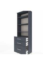 Arges Dolap 4 Raflı 3 Çekmeceli 60x30x182 Antrasit-Antrasit