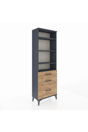 Arges Dolap 4 Raflı 3 Çekmeceli 60x30x182 Antrasit-Çam