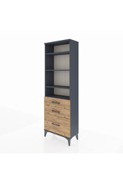 Arges Dolap 4 Raflı 3 Çekmeceli 60x30x182 Antrasit-Çam