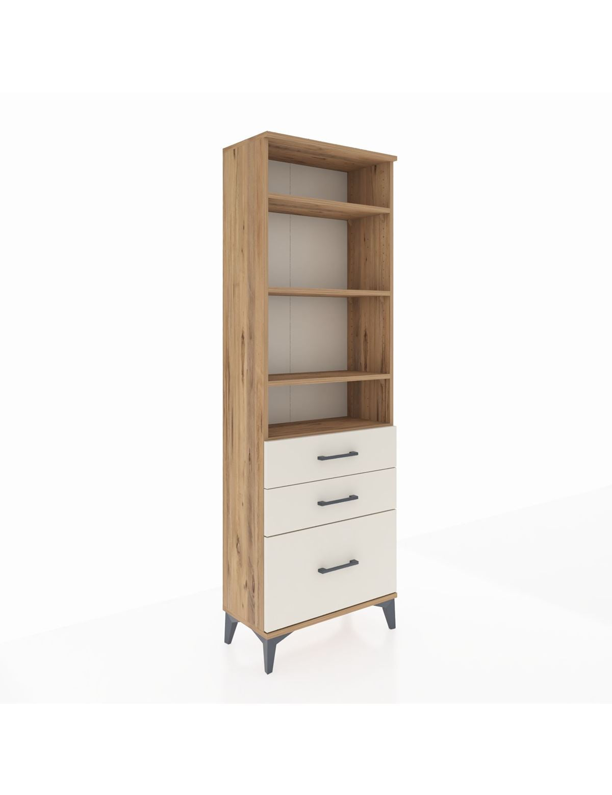 Arges Dolap 4 Raflı 3 Çekmeceli 60x30x182 Çam-Aytaşı