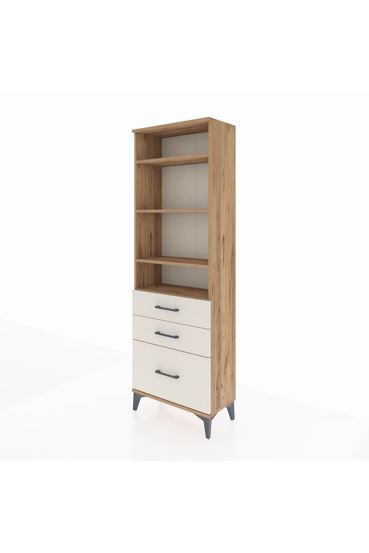 Arges Dolap 4 Raflı 3 Çekmeceli 60x30x182 Çam-Aytaşı