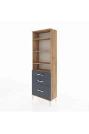 Arges Dolap 4 Raflı 3 Çekmeceli 60x30x182 Çam-Antrasit