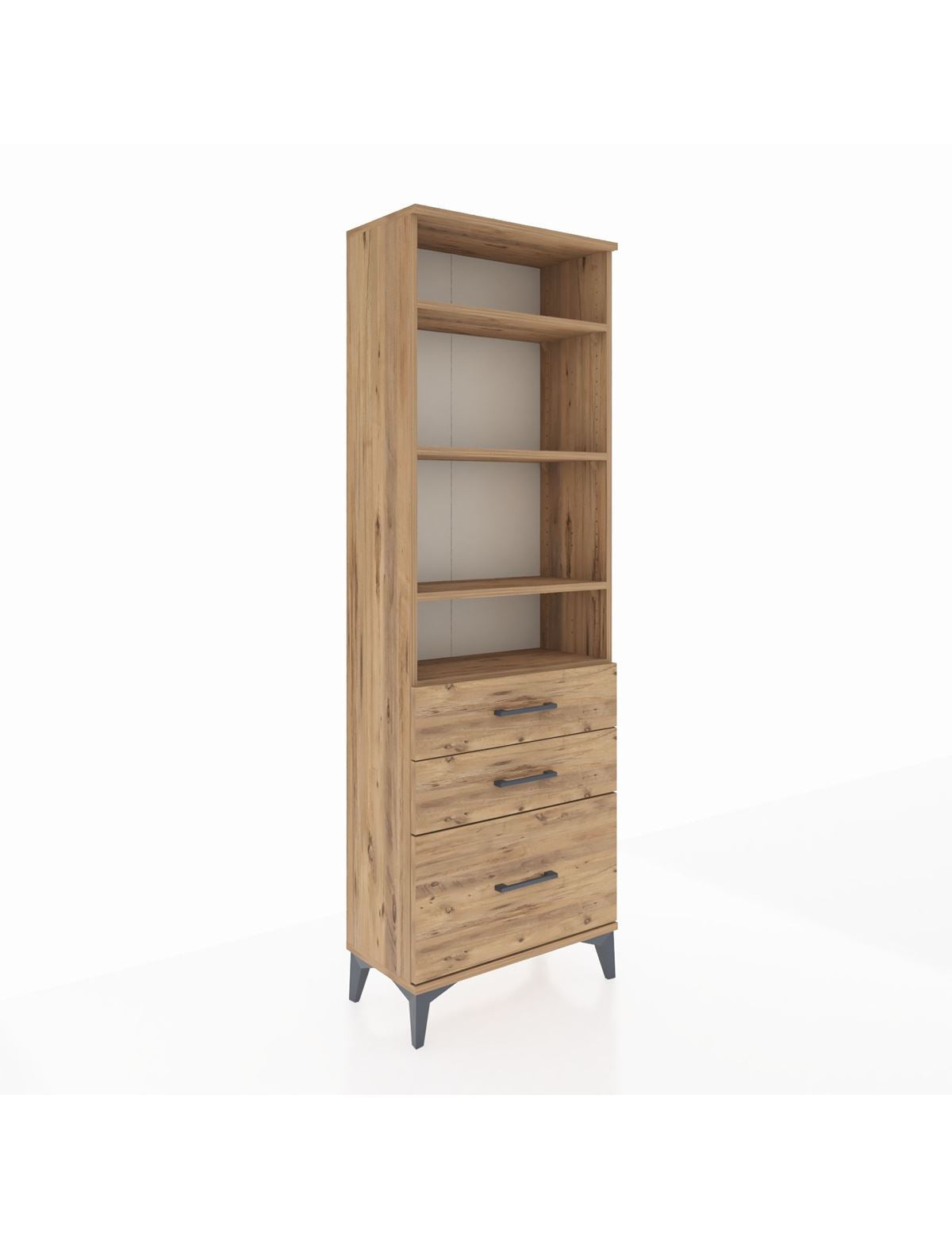 Arges Dolap 4 Raflı 3 Çekmeceli 60x30x182 Çam-Çam