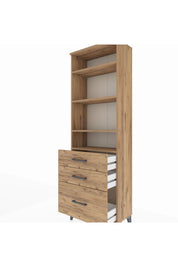 Arges Dolap 4 Raflı 3 Çekmeceli 60x30x182 Çam-Çam