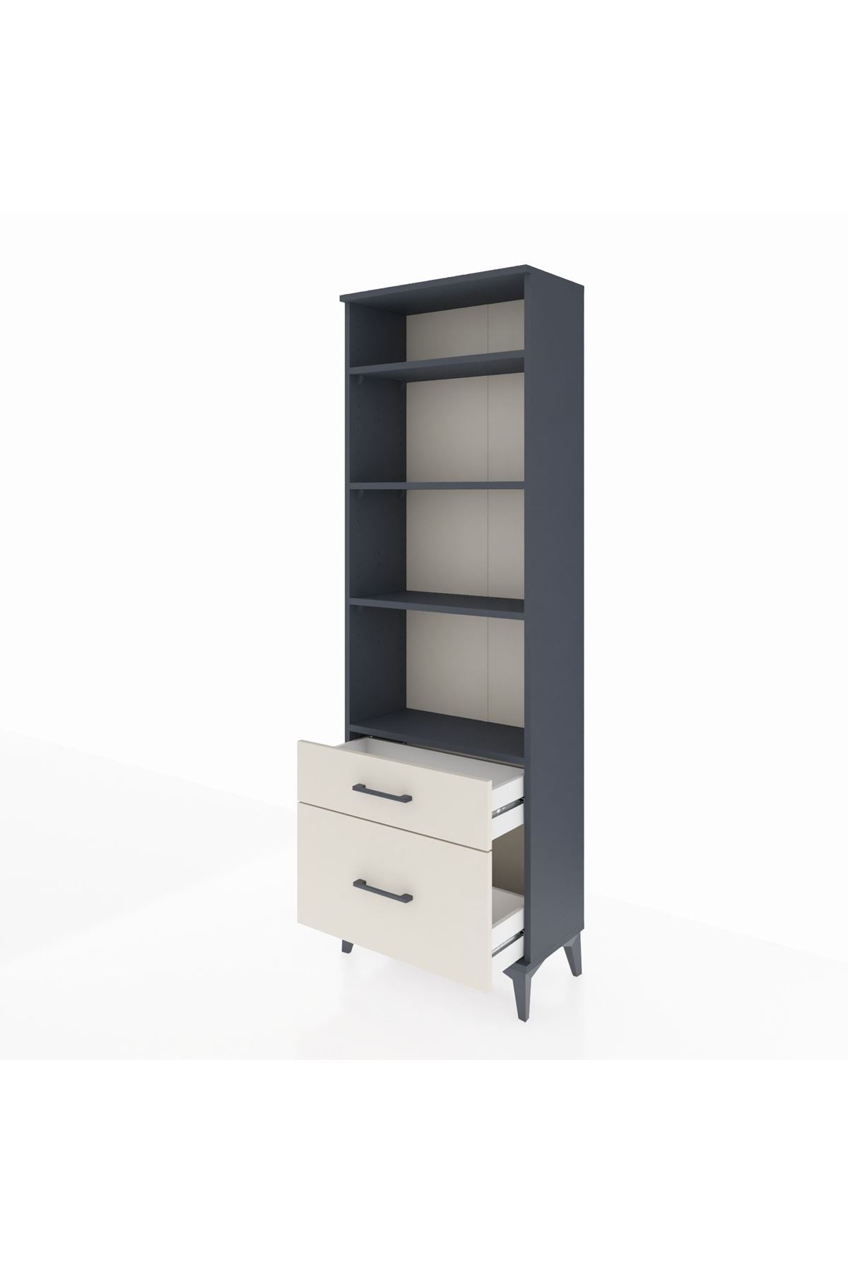 Arges Dolap 4 Raflı 2 Çekmeceli 60x30x182 Antrasit-Aytaşı