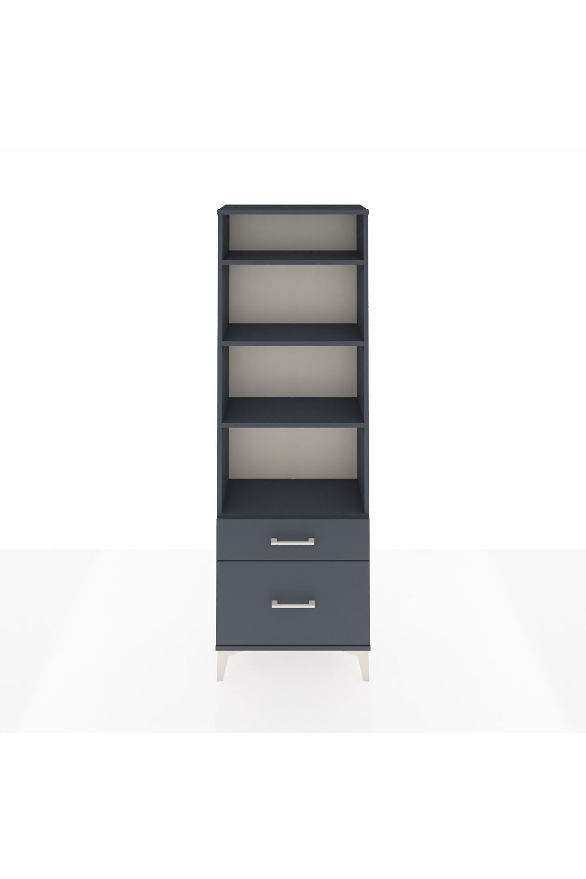 Arges Dolap 4 Raflı 2 Çekmeceli 60x30x182 Antrasit-Antrasit