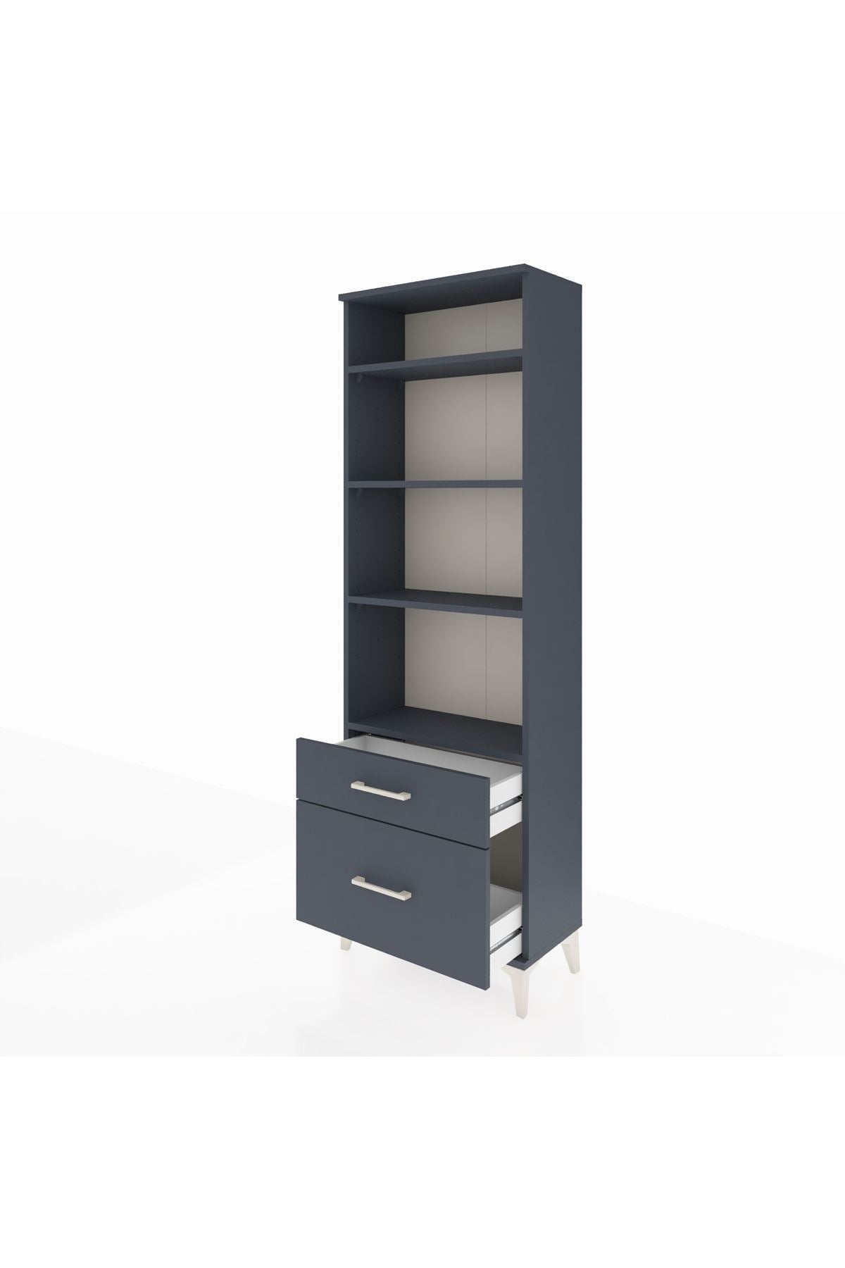 Arges Dolap 4 Raflı 2 Çekmeceli 60x30x182 Antrasit-Antrasit