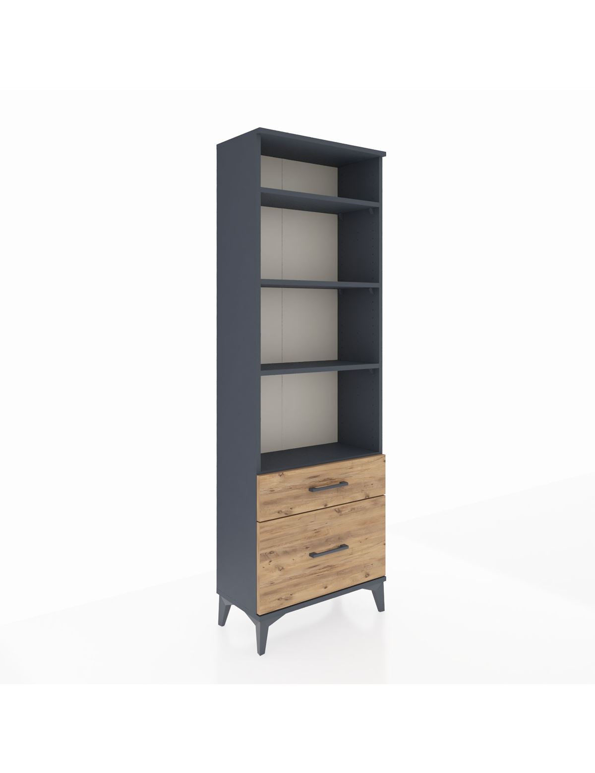 Arges Dolap 4 Raflı 2 Çekmeceli 60x30x182 Antrasit-Çam