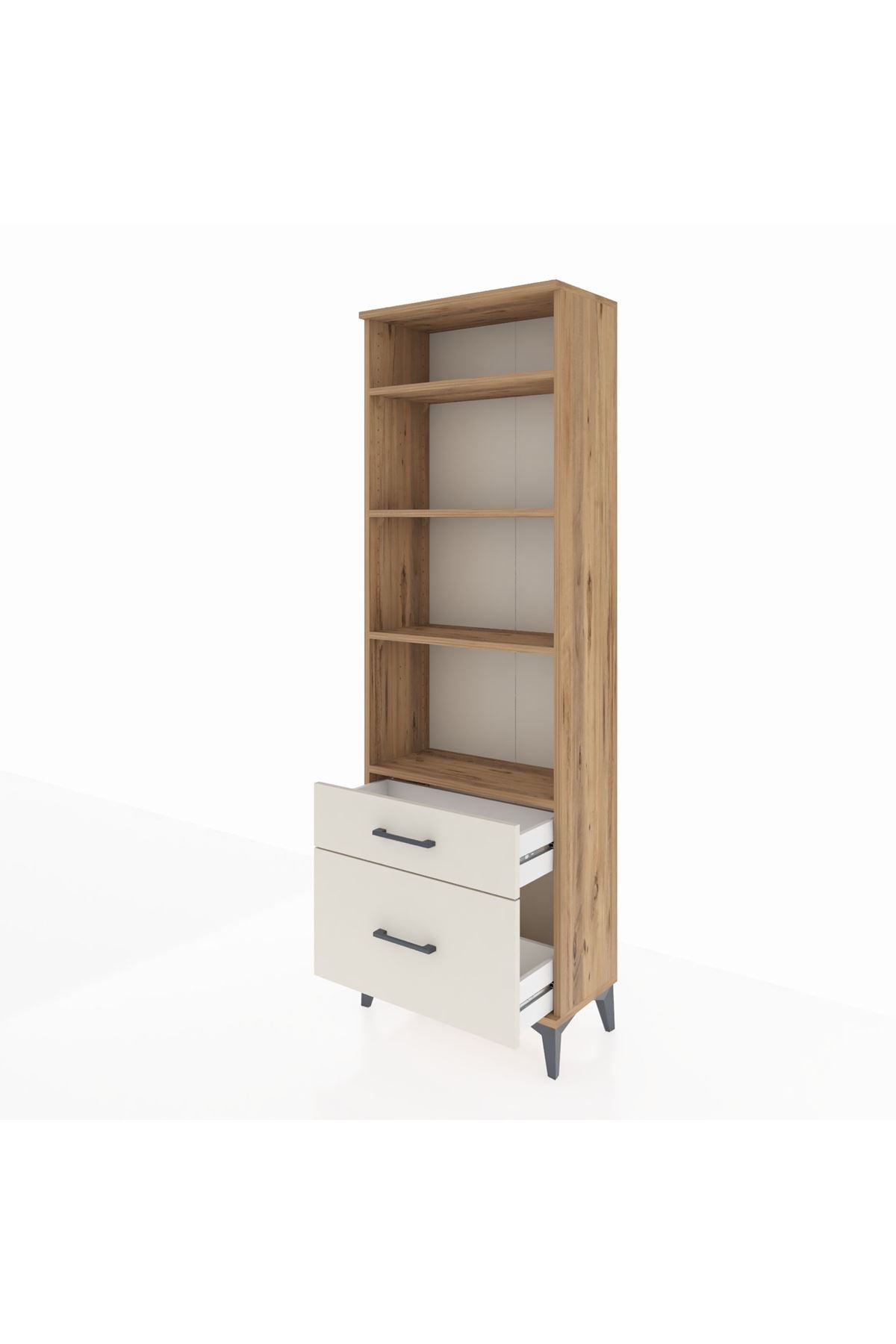 Arges Dolap 4 Raflı 2 Çekmeceli 60x30x182 Çam-Aytaşı