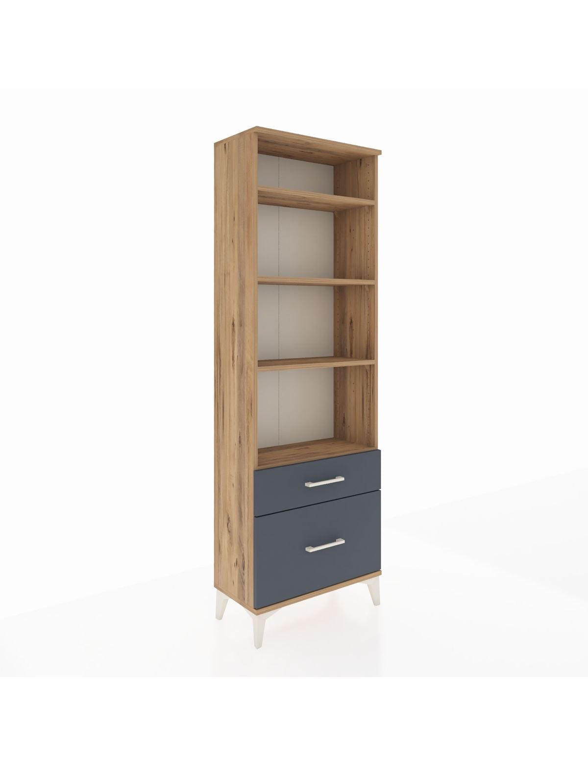 Arges Dolap 4 Raflı 2 Çekmeceli 60x30x182 Çam-Antrasit