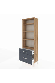 Arges Dolap 4 Raflı 2 Çekmeceli 60x30x182 Çam-Antrasit