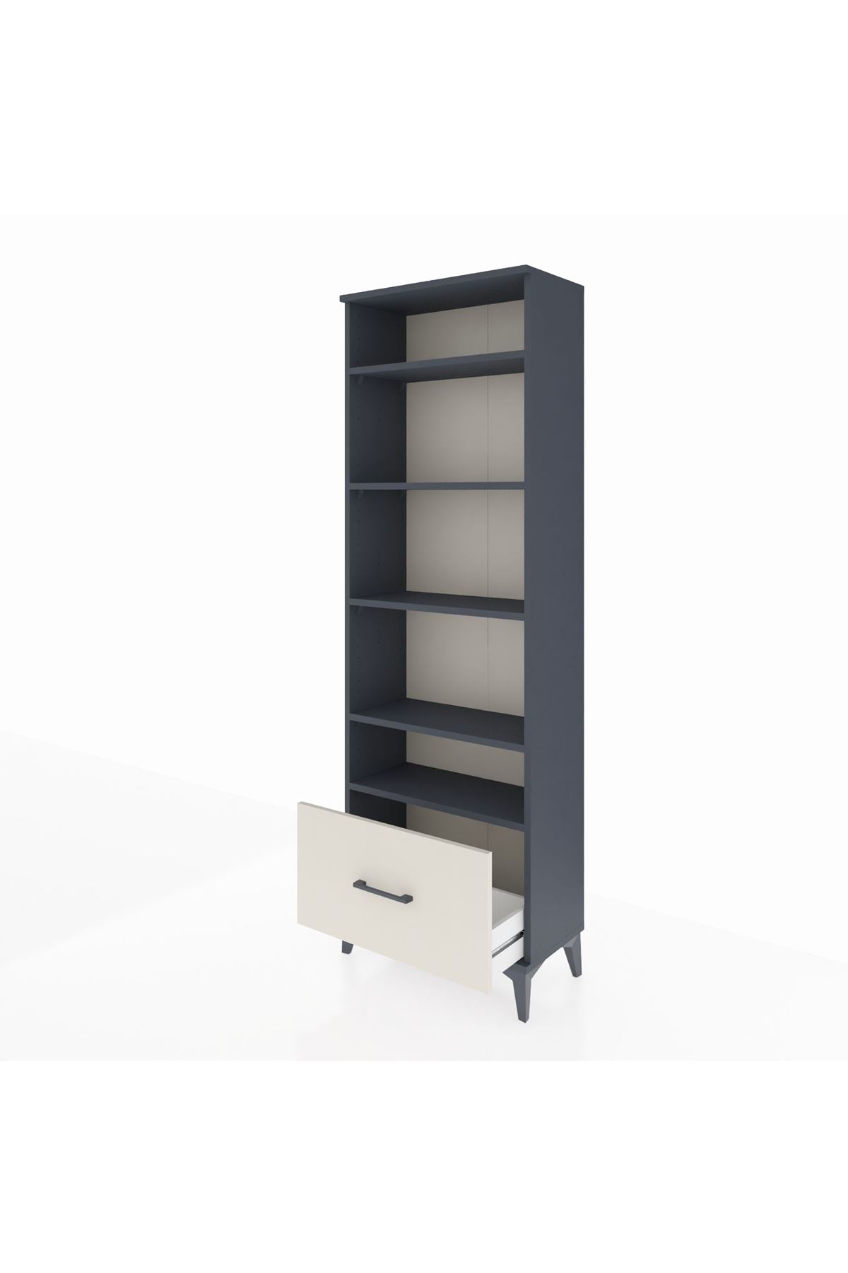 Arges Dolap 5 Raflı Tek Çekmeceli 60x30x182 Antrasit-Aytaşı