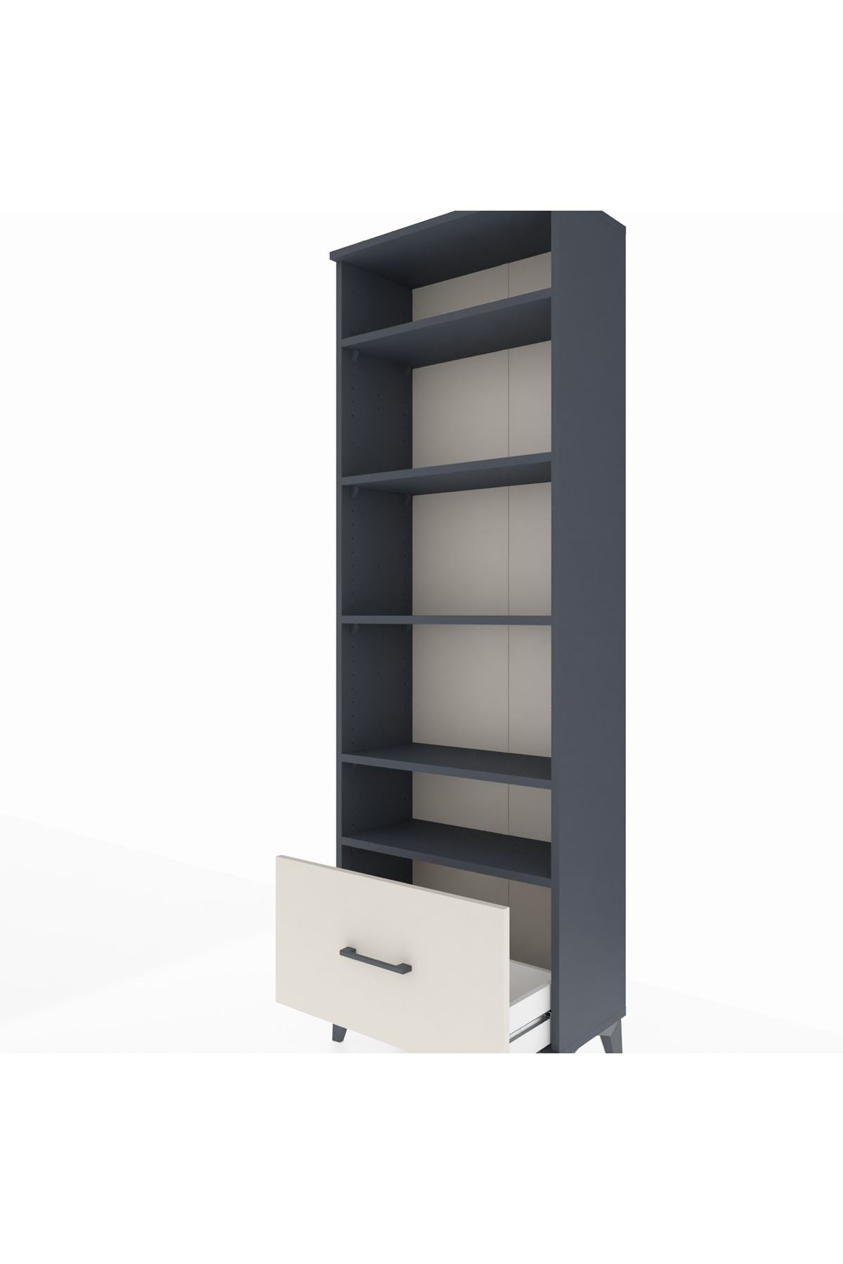 Arges Dolap 5 Raflı Tek Çekmeceli 60x30x182 Antrasit-Aytaşı