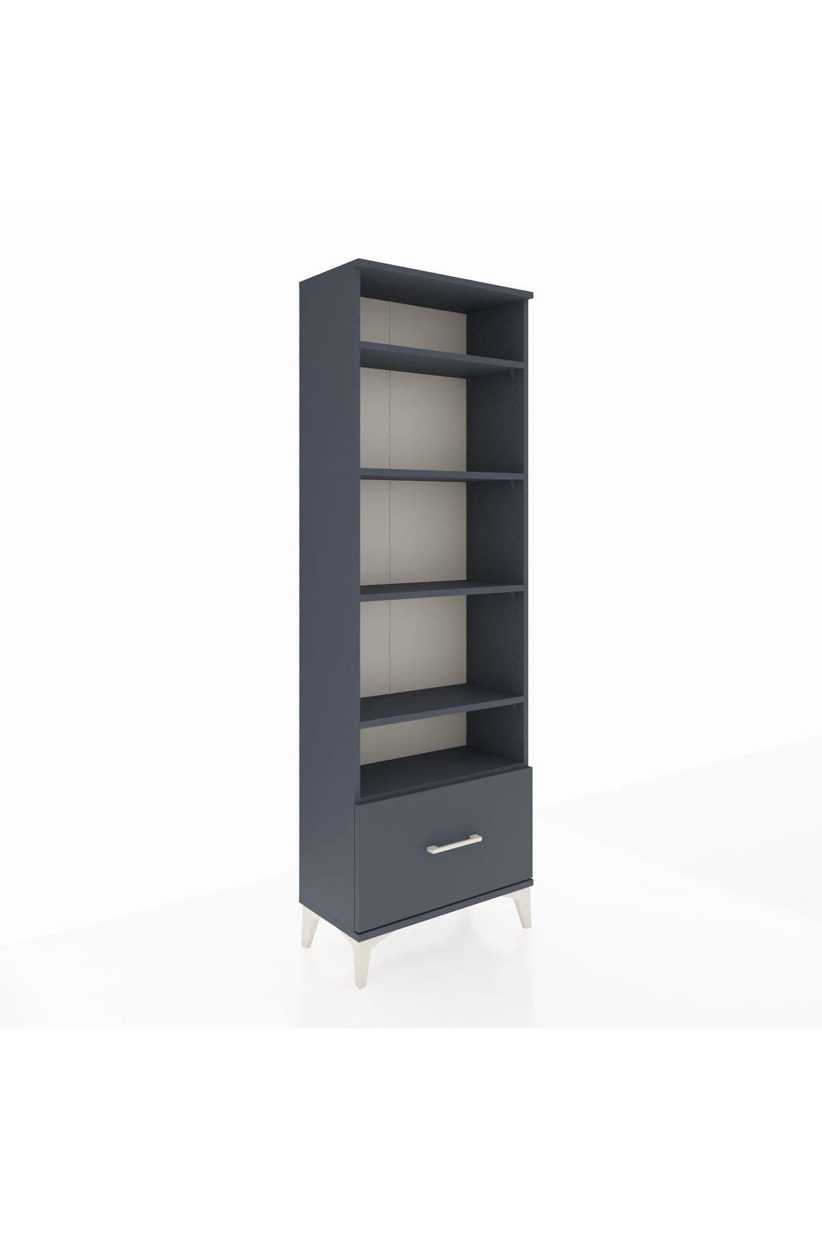 Arges Dolap 5 Raflı Tek Çekmeceli 60x30x182 Antrasit-Antrasit