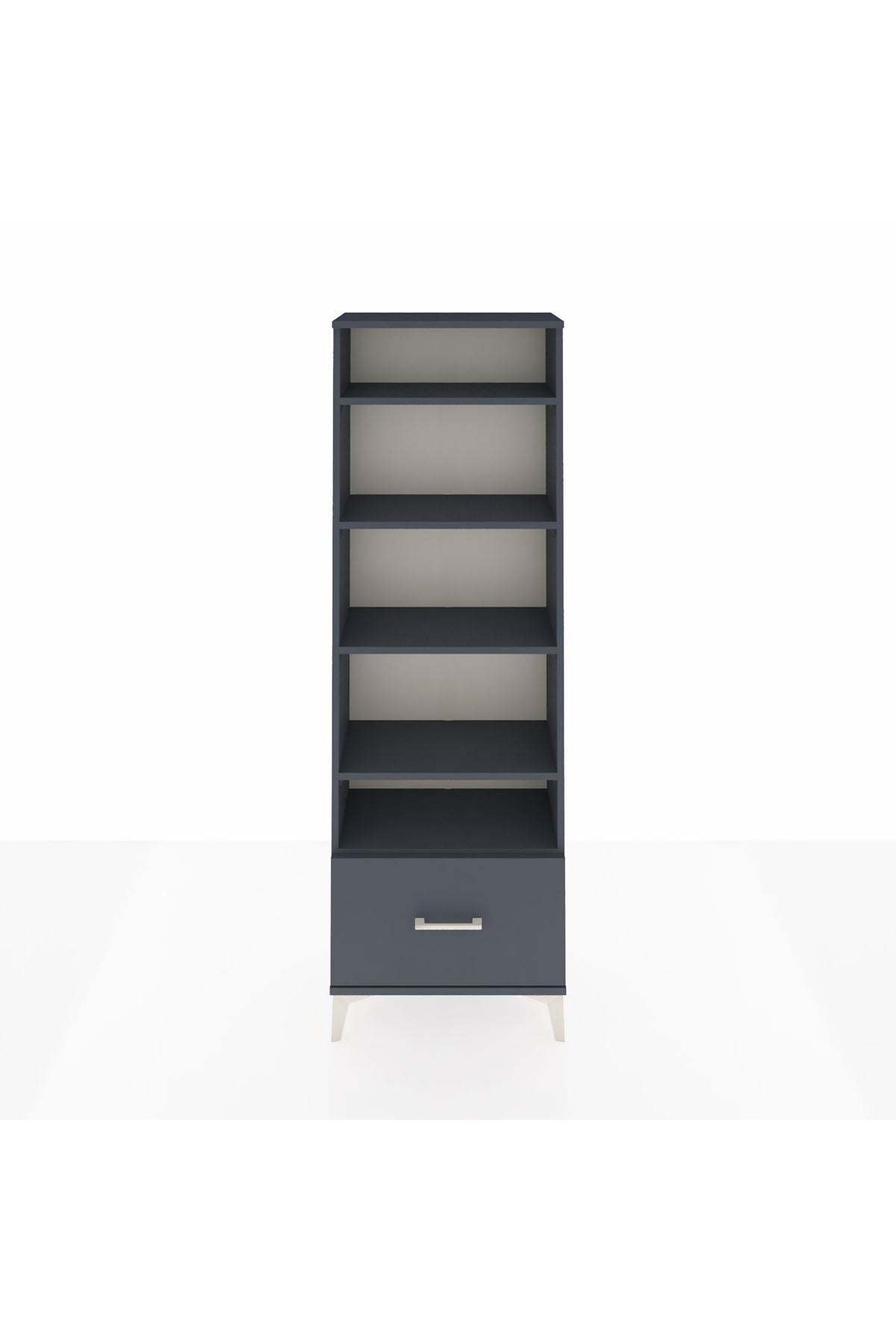 Arges Dolap 5 Raflı Tek Çekmeceli 60x30x182 Antrasit-Antrasit