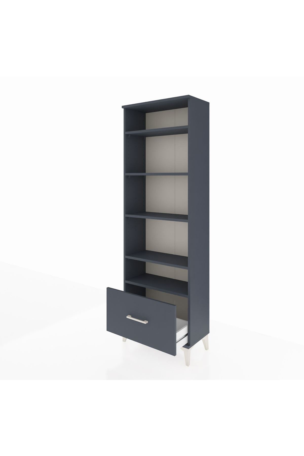 Arges Dolap 5 Raflı Tek Çekmeceli 60x30x182 Antrasit-Antrasit