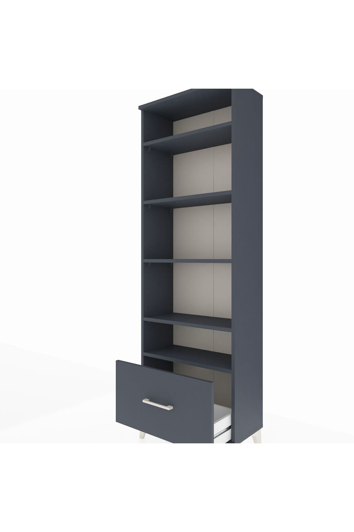 Arges Dolap 5 Raflı Tek Çekmeceli 60x30x182 Antrasit-Antrasit