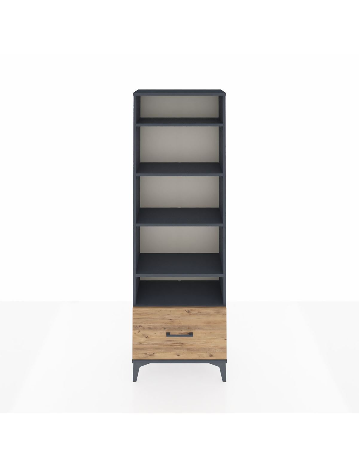 Arges Dolap 5 Raflı Tek Çekmeceli 60x30x182 Antrasit-Çam