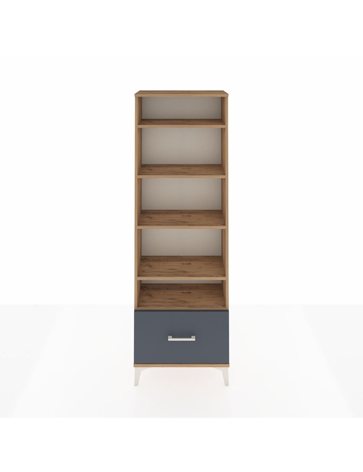 Arges Dolap 5 Raflı Tek Çekmeceli 60x30x182 Çam-Antrasit