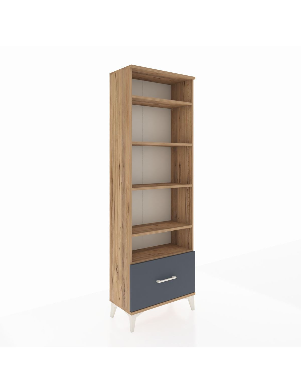 Arges Dolap 5 Raflı Tek Çekmeceli 60x30x182 Çam-Antrasit