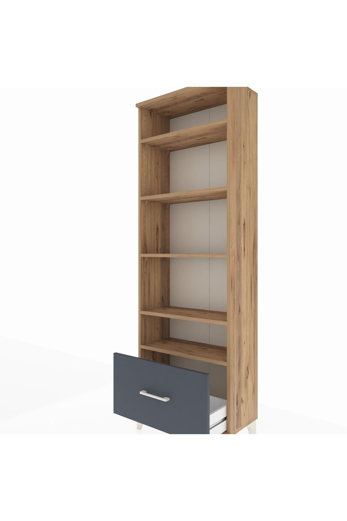 Arges Dolap 5 Raflı Tek Çekmeceli 60x30x182 Çam-Antrasit