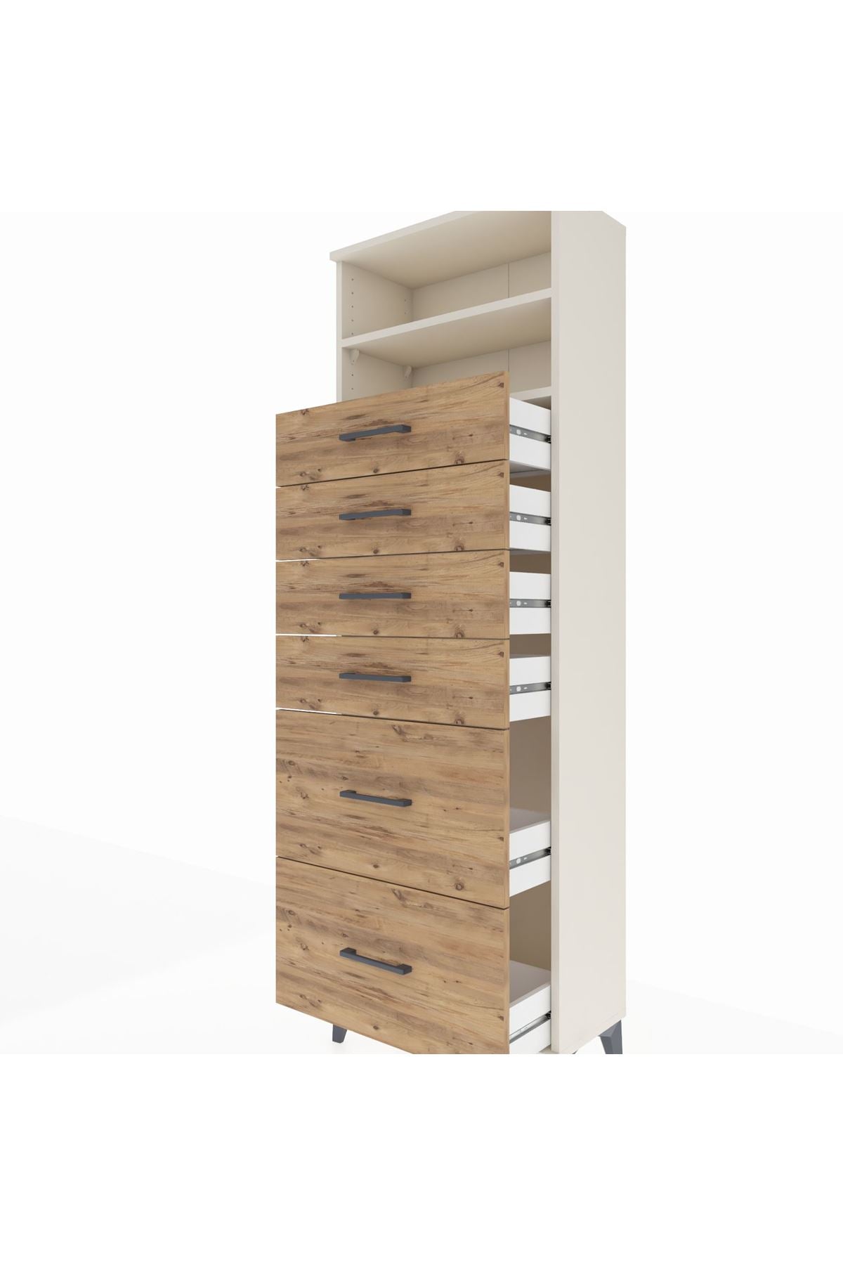 Arges Dolap 2 Raflı 6 Çekmeceli 60x30x182 Aytaşı-Çam