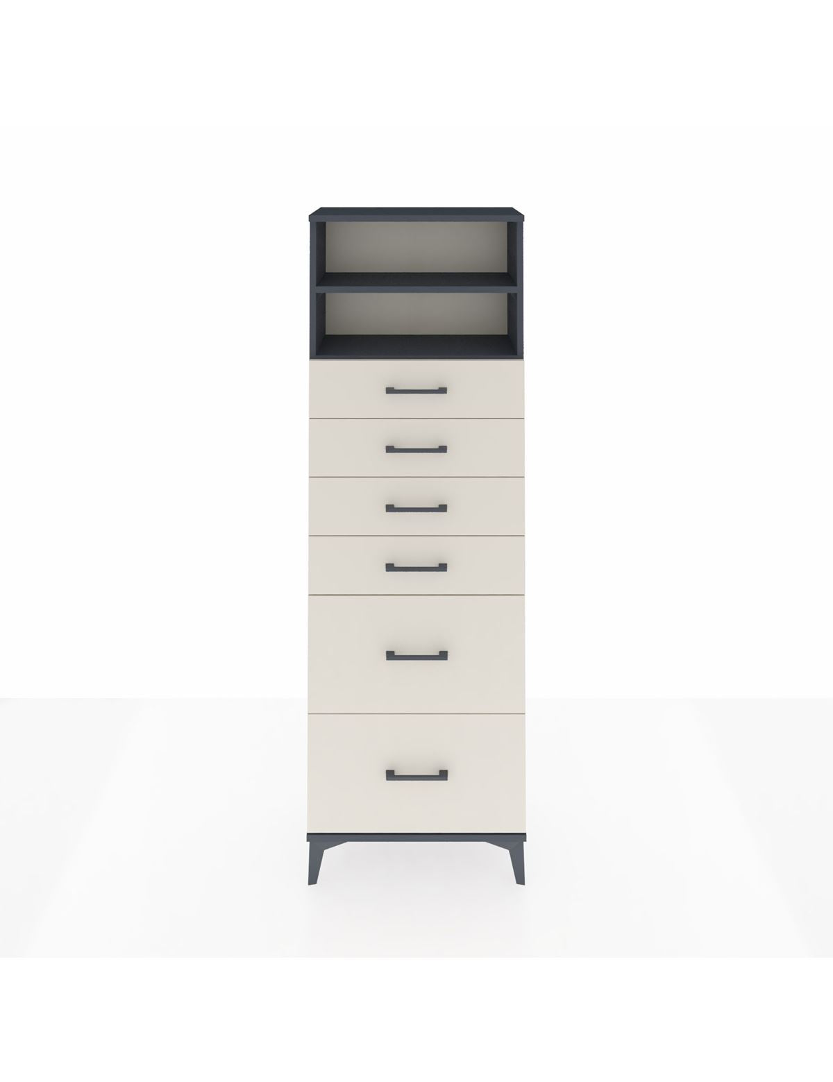 Arges Dolap 2 Raflı 6 Çekmeceli 60x30x182 Antrasit-Aytaşı