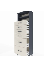 Arges Dolap 2 Raflı 6 Çekmeceli 60x30x182 Antrasit-Aytaşı