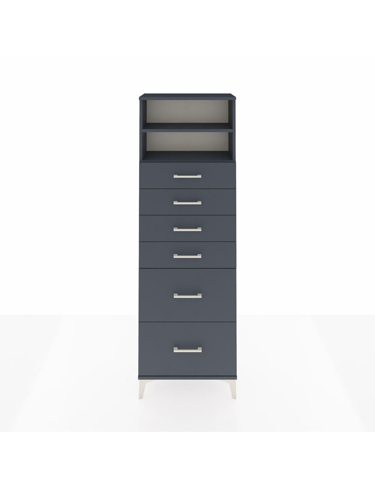 Arges Dolap 2 Raflı 6 Çekmeceli 60x30x182 Antrasit-Antrasit