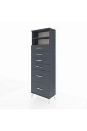 Arges Dolap 2 Raflı 6 Çekmeceli 60x30x182 Antrasit-Antrasit