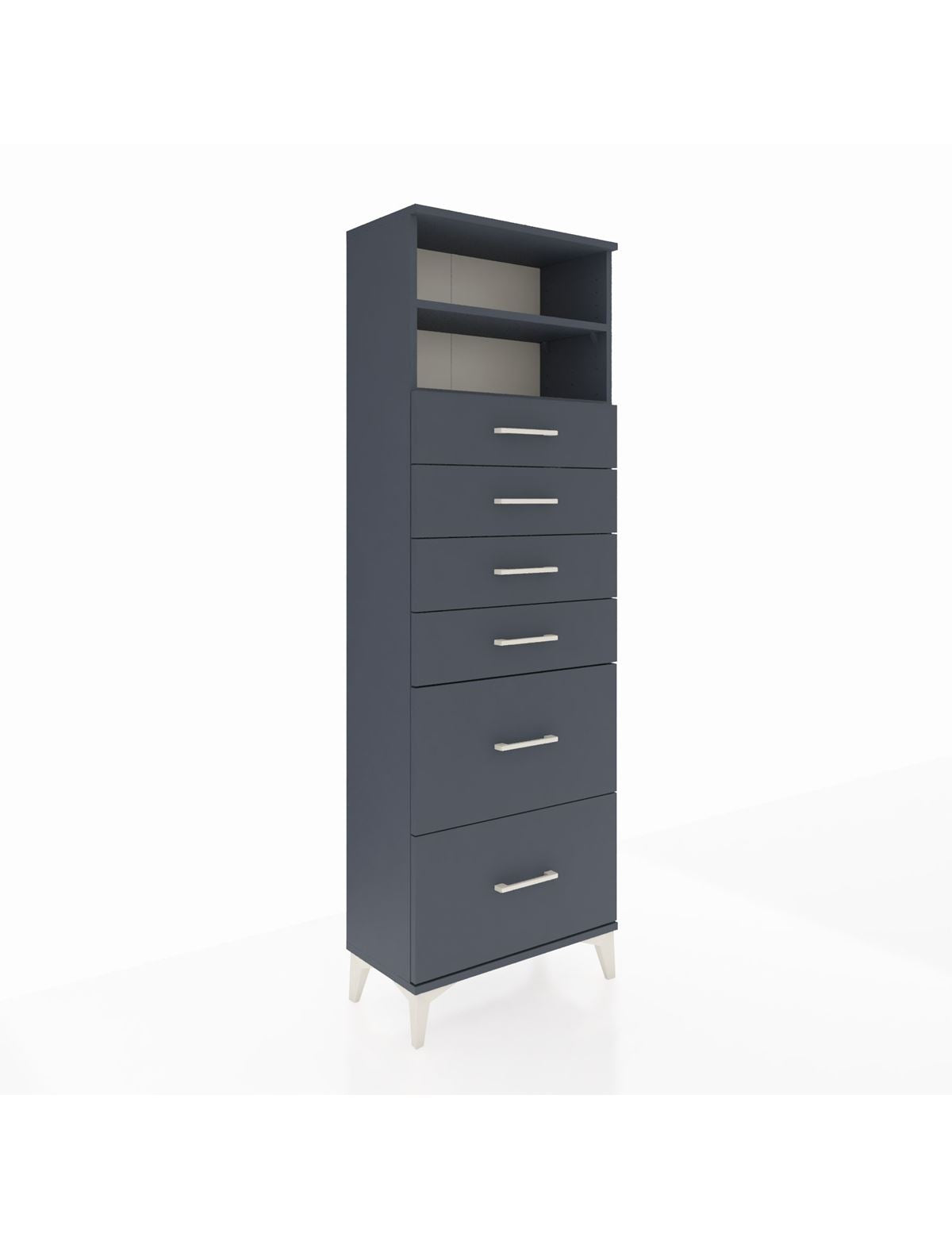 Arges Dolap 2 Raflı 6 Çekmeceli 60x30x182 Antrasit-Antrasit