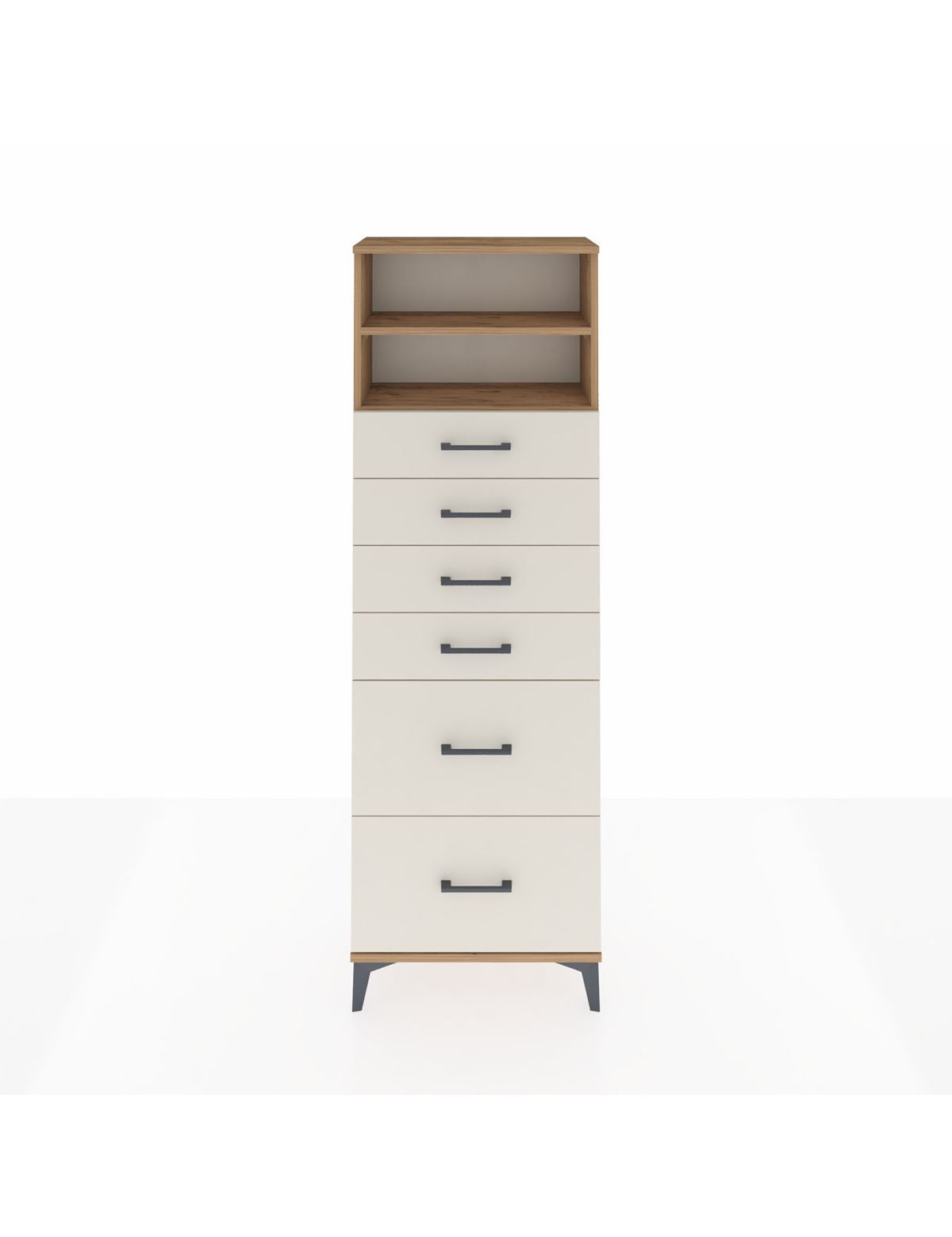 Arges Dolap 2 Raflı 6 Çekmeceli 60x30x182 Çam-Aytaşı