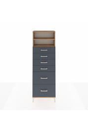 Arges Dolap 2 Raflı 6 Çekmeceli 60x30x182 Çam-Antrasit