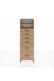 Arges Dolap 2 Raflı 6 Çekmeceli 60x30x182 Çam-Çam