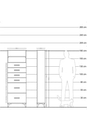 Arges Dolap 2 Raflı 6 Çekmeceli 60x30x182 Çam-Çam