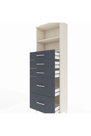 Arges Dolap 2 Raflı 5 Çekmeceli 60x30x182 Aytaşı-Antrasit