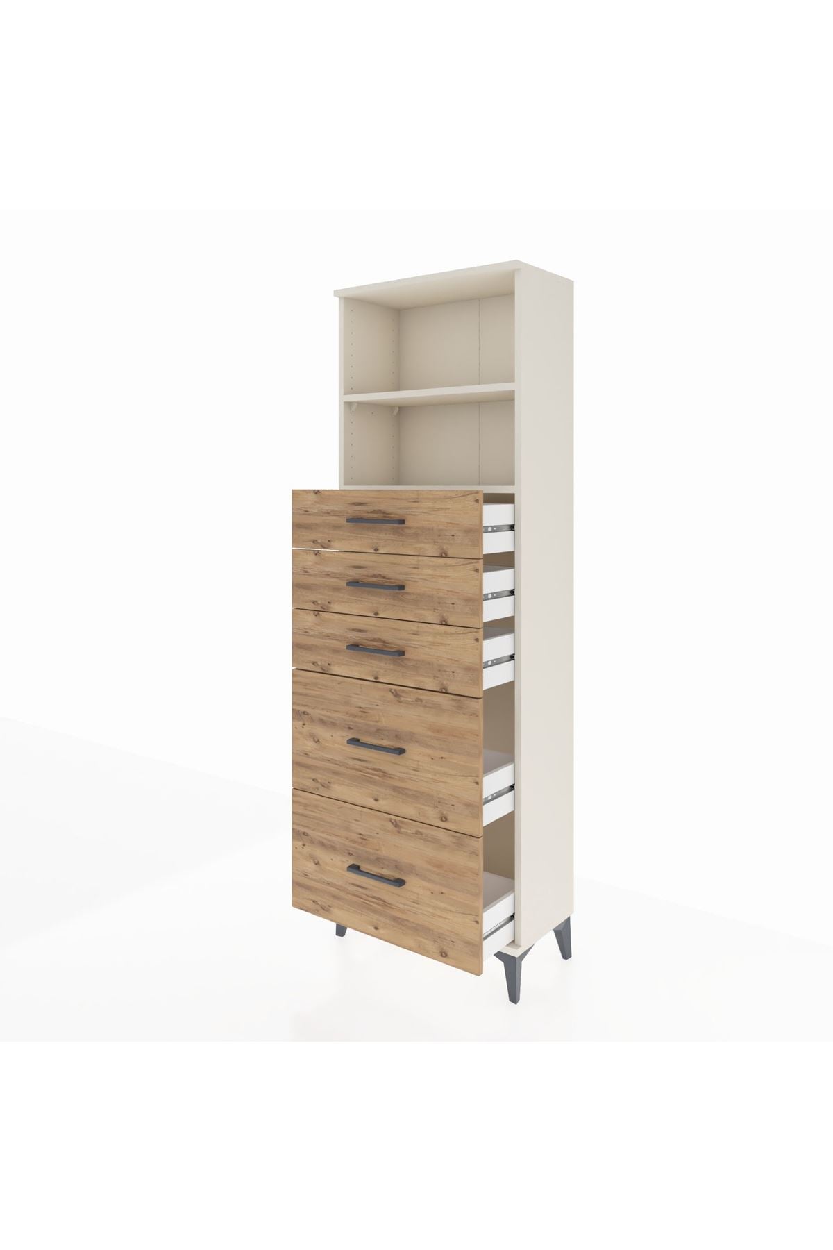 Arges Dolap 2 Raflı 5 Çekmeceli 60x30x182 Aytaşı-Çam