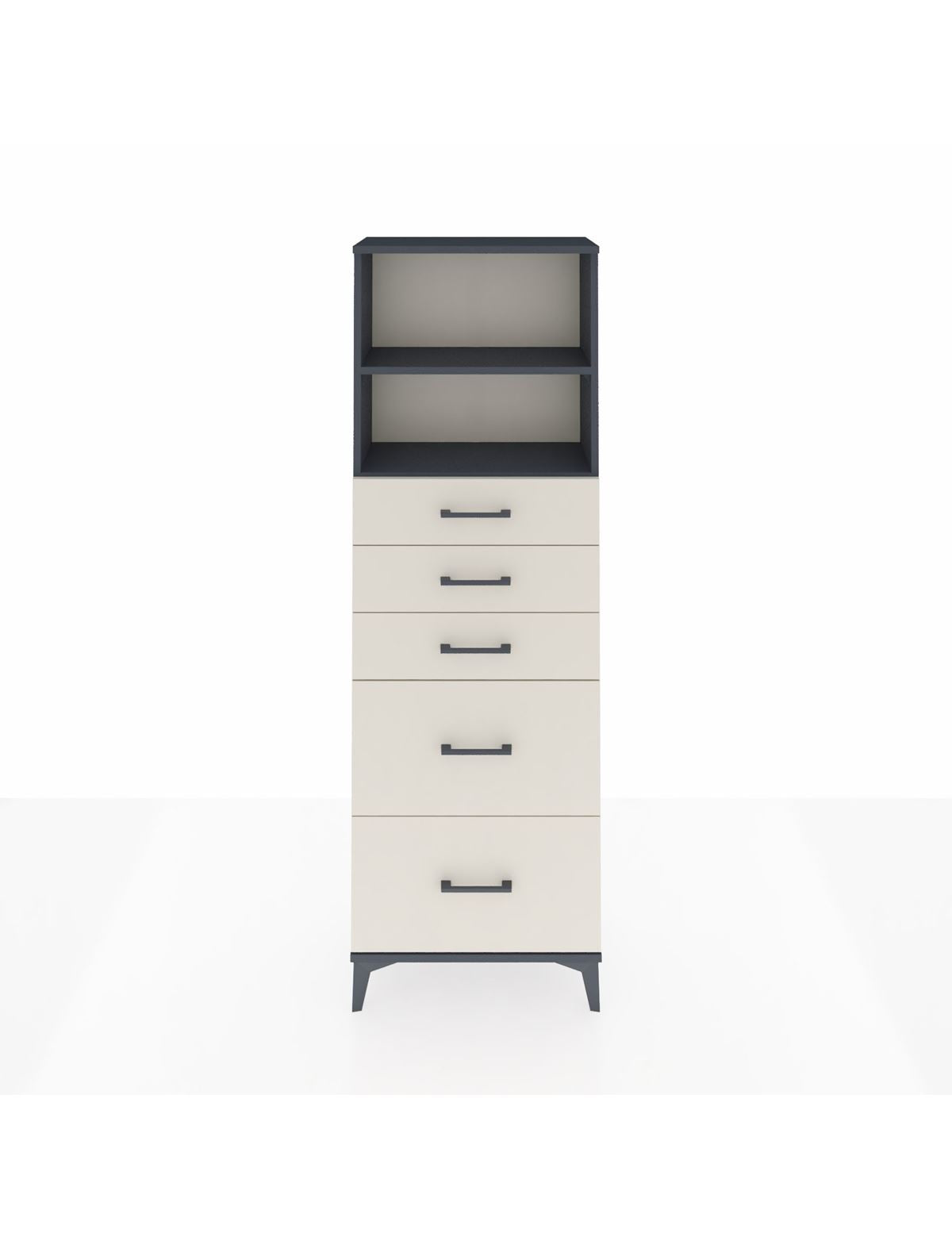 Arges Dolap 2 Raflı 5 Çekmeceli 60x30x182 Antrasit-Aytaşı