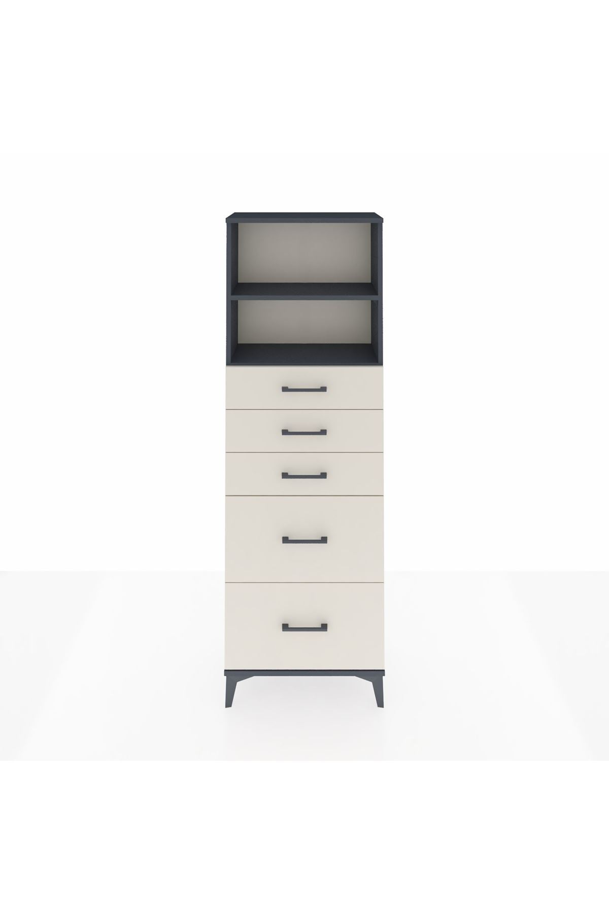 Arges Dolap 2 Raflı 5 Çekmeceli 60x30x182 Antrasit-Aytaşı