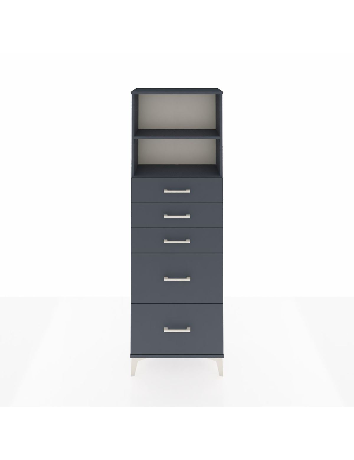 Arges Dolap 2 Raflı 5 Çekmeceli 60x30x182 Antrasit-Antrasit